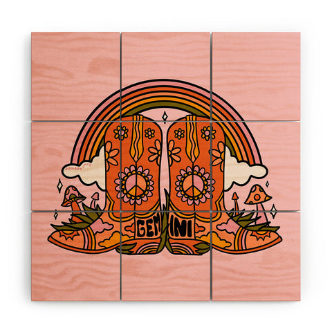 Doodle By Meg Gemini Cowboy Boots Wood Wall Mural