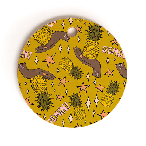 Doodle By Meg Gemini Pineapple Print Cutting Board Round
