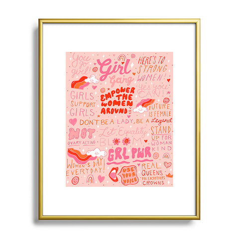 Doodle By Meg Girls Support Girls Metal Framed Art Print