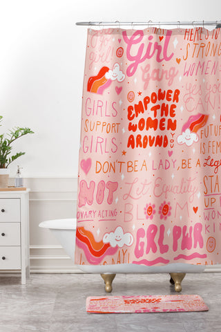 Doodle By Meg Girls Support Girls Shower Curtain And Mat
