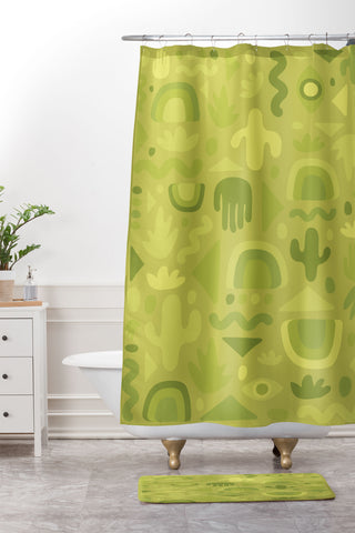 Doodle By Meg Green Cutout Print Shower Curtain And Mat