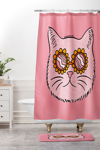 Doodle By Meg Groovy Cat Shower Curtain And Mat