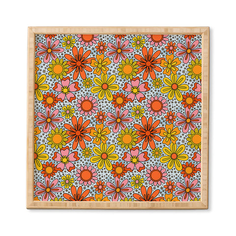Doodle By Meg Groovy Flowers in Blue Framed Wall Art