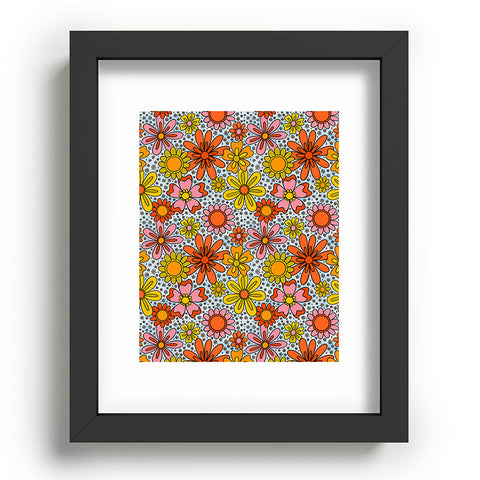 Doodle By Meg Groovy Flowers in Blue Recessed Framing Rectangle
