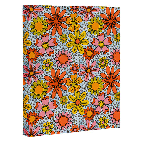 Doodle By Meg Groovy Flowers in Blue Art Canvas