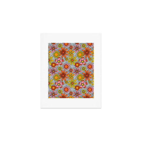 Doodle By Meg Groovy Flowers in Blue Art Print