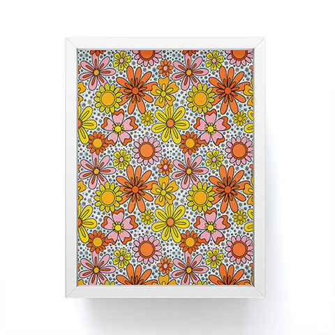Doodle By Meg Groovy Flowers in Blue Framed Mini Art Print