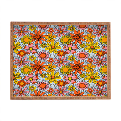 Doodle By Meg Groovy Flowers in Blue Rectangular Tray