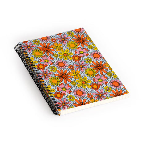 Doodle By Meg Groovy Flowers in Blue Spiral Notebook