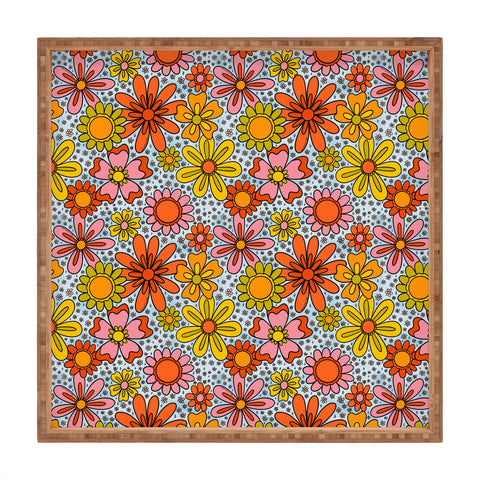 Doodle By Meg Groovy Flowers in Blue Square Tray