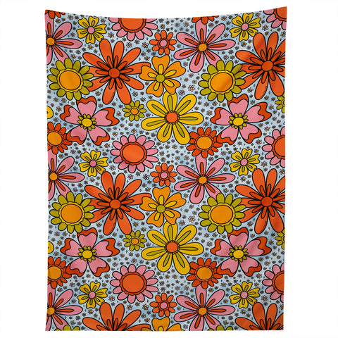 Doodle By Meg Groovy Flowers in Blue Tapestry