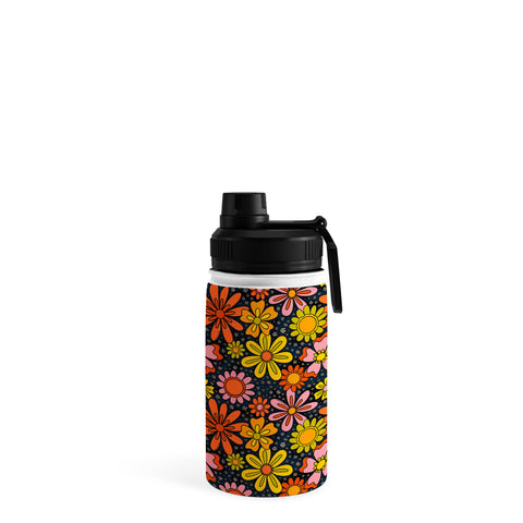 Doodle By Meg Groovy Flowers in Navy Water Bottle