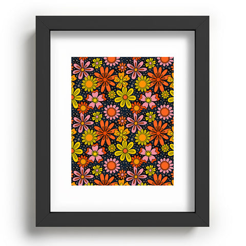 Doodle By Meg Groovy Flowers in Navy Recessed Framing Rectangle