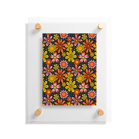 Doodle By Meg Groovy Flowers in Navy Floating Acrylic Print