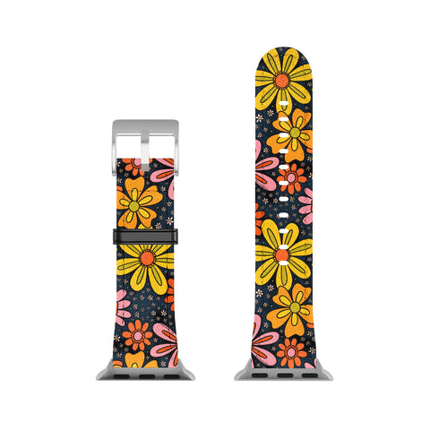 Doodle By Meg Groovy Flowers in Navy Apple Watch Band