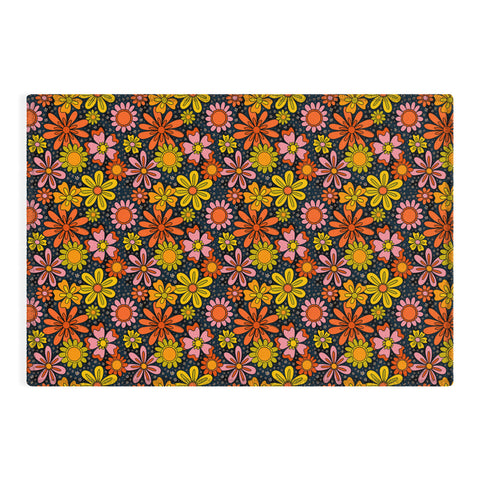Doodle By Meg Groovy Flowers in Navy Outdoor Rug