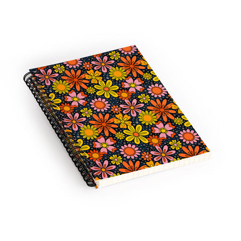 Doodle By Meg Groovy Flowers in Navy Spiral Notebook