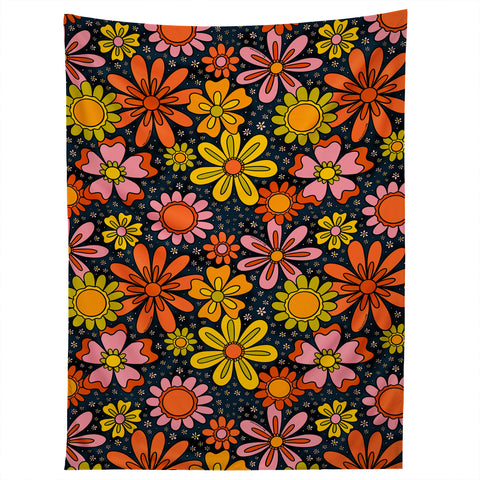 Doodle By Meg Groovy Flowers in Navy Tapestry