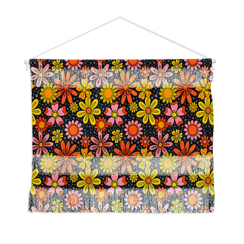 Doodle By Meg Groovy Flowers in Navy Wall Hanging Landscape