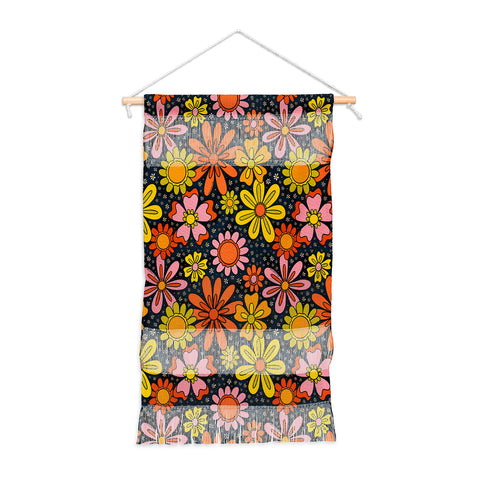 Doodle By Meg Groovy Flowers in Navy Wall Hanging Portrait