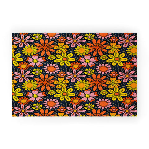 Doodle By Meg Groovy Flowers in Navy Welcome Mat