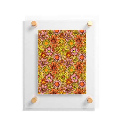 Doodle By Meg Groovy Flowers in Orange Floating Acrylic Print