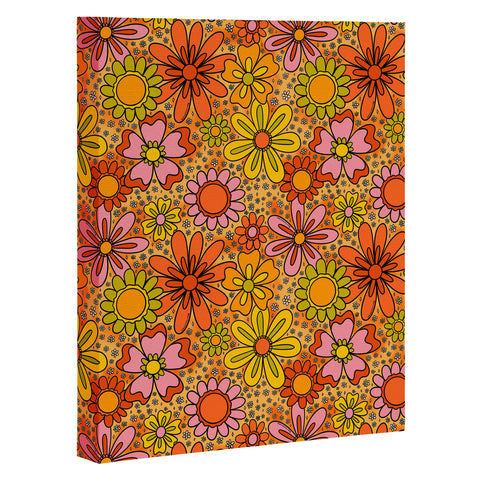 Doodle By Meg Groovy Flowers in Orange Art Canvas