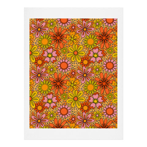 Doodle By Meg Groovy Flowers in Orange Art Print