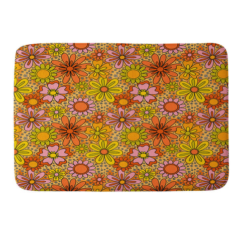 Doodle By Meg Groovy Flowers in Orange Memory Foam Bath Mat