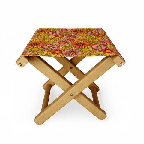 Doodle By Meg Groovy Flowers in Orange Folding Stool