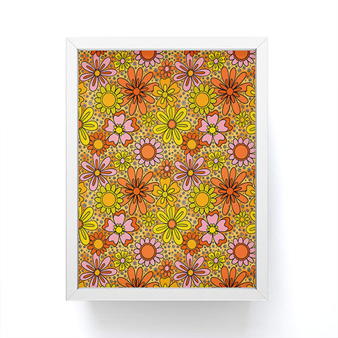 Doodle By Meg Groovy Flowers in Orange Framed Mini Art Print