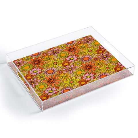 Doodle By Meg Groovy Flowers in Orange Acrylic Tray