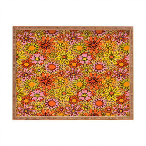 Doodle By Meg Groovy Flowers in Orange Rectangular Tray