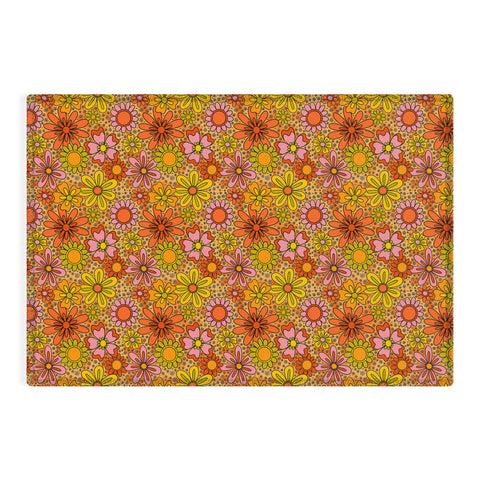Doodle By Meg Groovy Flowers in Orange Outdoor Rug