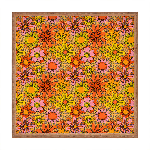 Doodle By Meg Groovy Flowers in Orange Square Tray