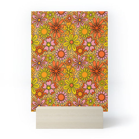 Doodle By Meg Groovy Flowers in Orange Mini Art Print
