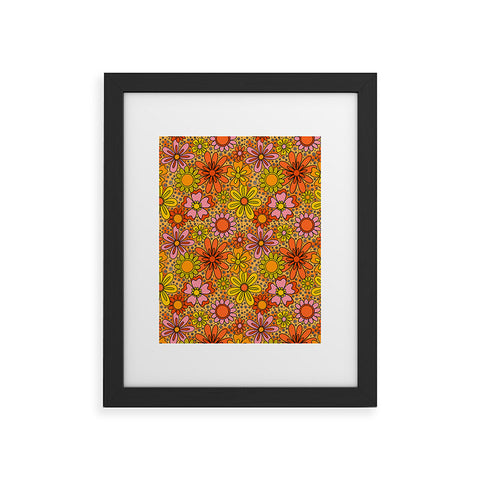 Doodle By Meg Groovy Flowers in Orange Framed Art Print