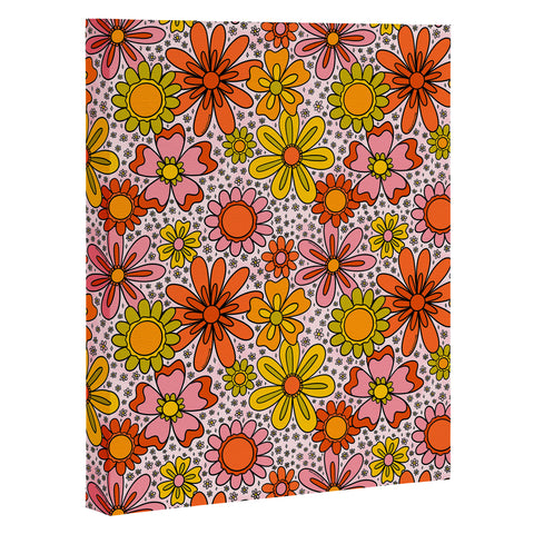 Doodle By Meg Groovy Flowers in Pink Art Canvas