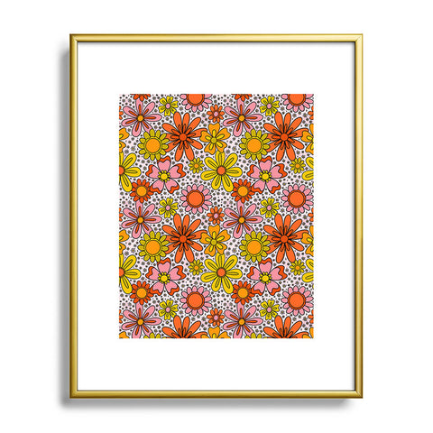 Doodle By Meg Groovy Flowers in Pink Metal Framed Art Print