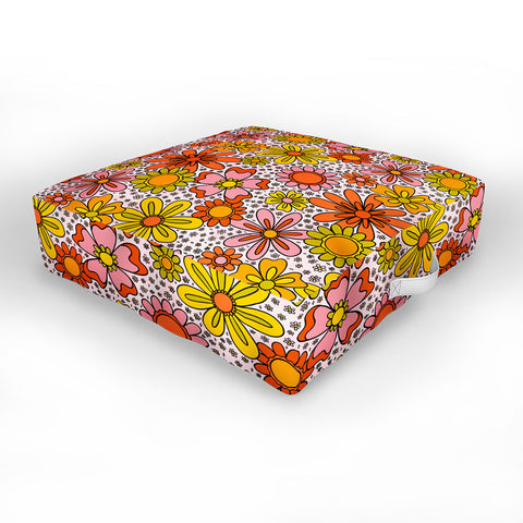 Doodle By Meg Groovy Flowers in Pink Outdoor Floor Cushion