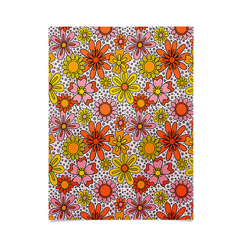 Doodle By Meg Groovy Flowers in Pink Poster