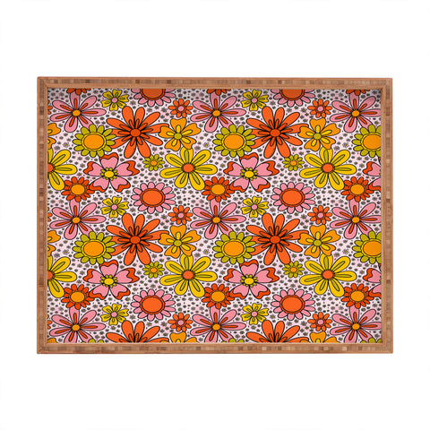 Doodle By Meg Groovy Flowers in Pink Rectangular Tray