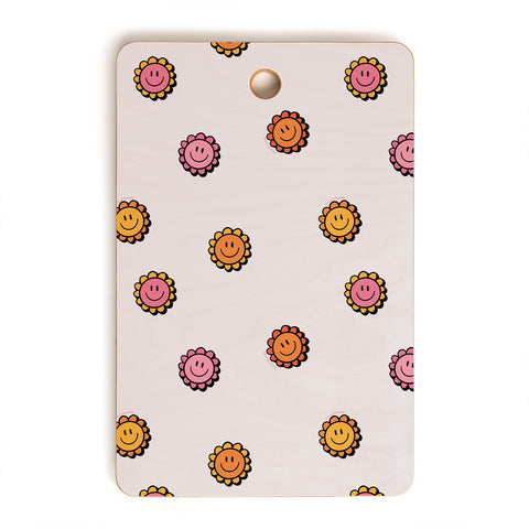 Doodle By Meg Happy Flower Print in Cream Cutting Board Rectangle
