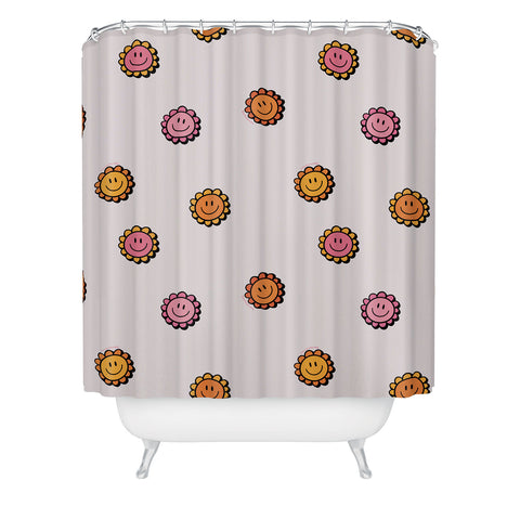 Doodle By Meg Happy Flower Print in Cream Shower Curtain