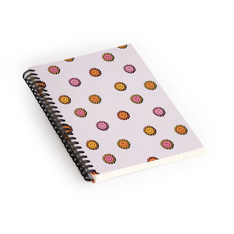 Doodle By Meg Happy Flower Print in Cream Spiral Notebook
