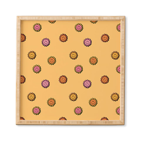 Doodle By Meg Happy Flower Print in Yellow Framed Wall Art