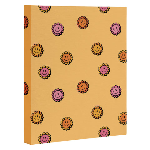 Doodle By Meg Happy Flower Print in Yellow Art Canvas