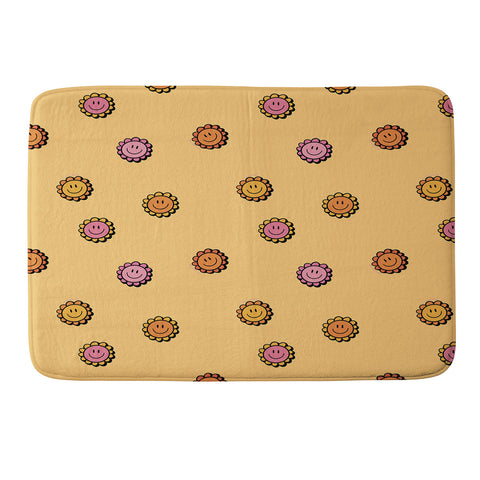 Doodle By Meg Happy Flower Print in Yellow Memory Foam Bath Mat