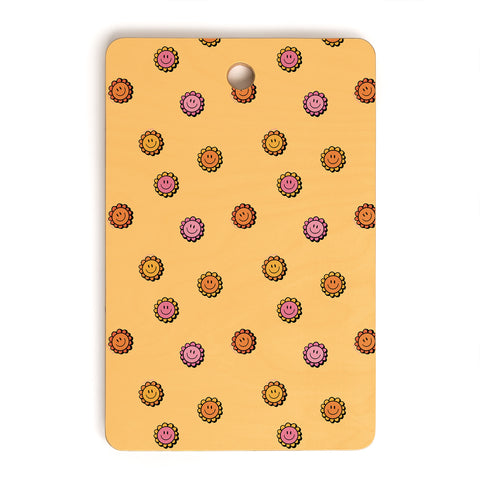 Doodle By Meg Happy Flower Print in Yellow Cutting Board Rectangle