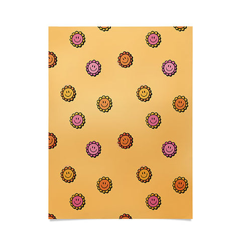 Doodle By Meg Happy Flower Print in Yellow Poster